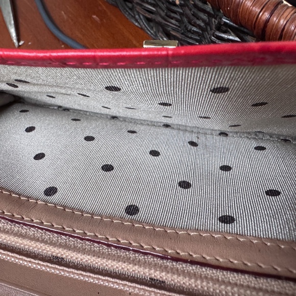 Kate Spade Red/ Coral Croc-Embossed Clutch Wallet - Picture 6 of 11